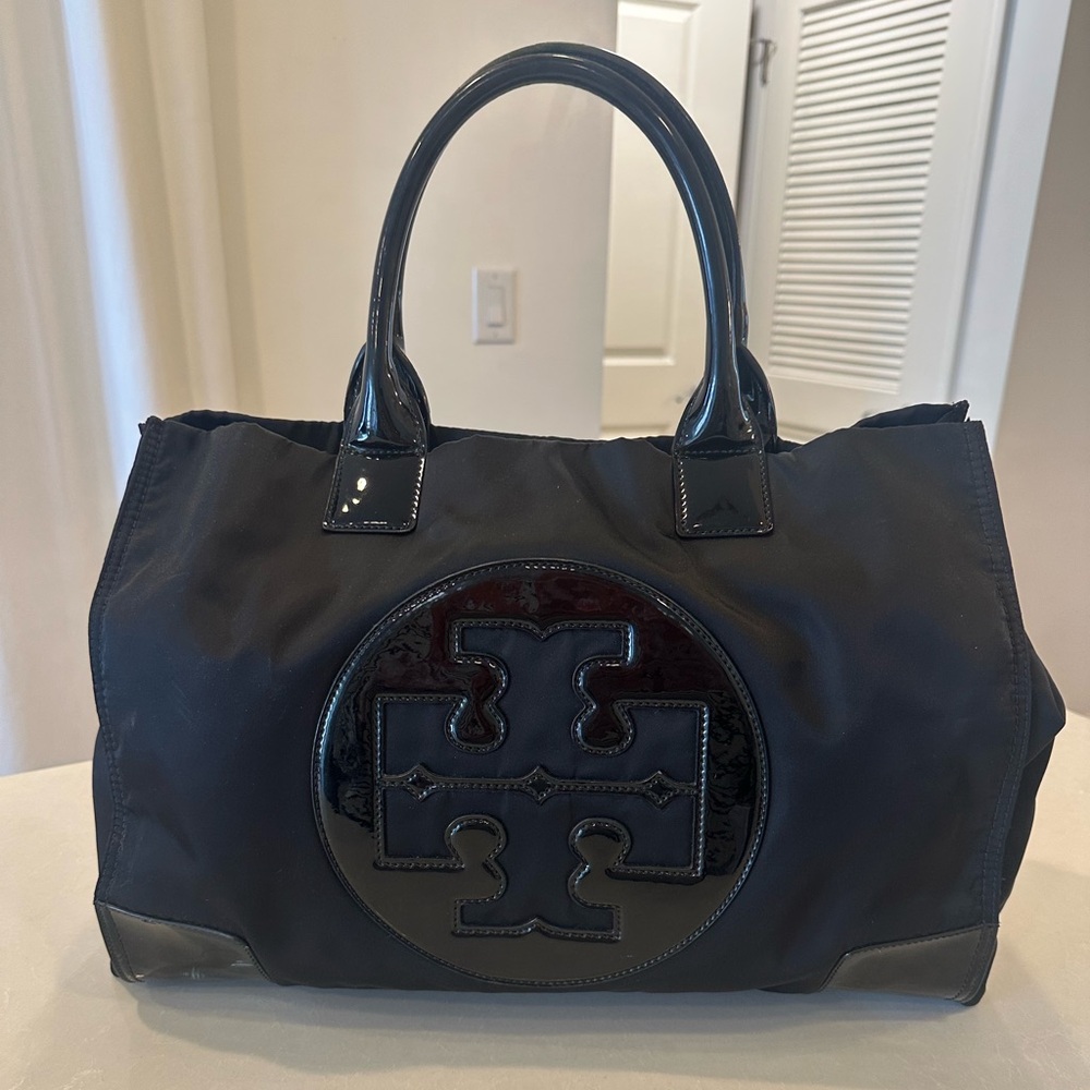 Tory Burch Black Ella Patent Tote Bag